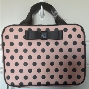 Betsey Johnson Pink and Black Polka Dot Cosmetic Bag